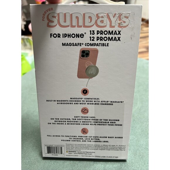 Forever Sundays iphone 13/12 Pro Max So Soft Case Peach MagSafe Compatible New - Picture 4 of 5